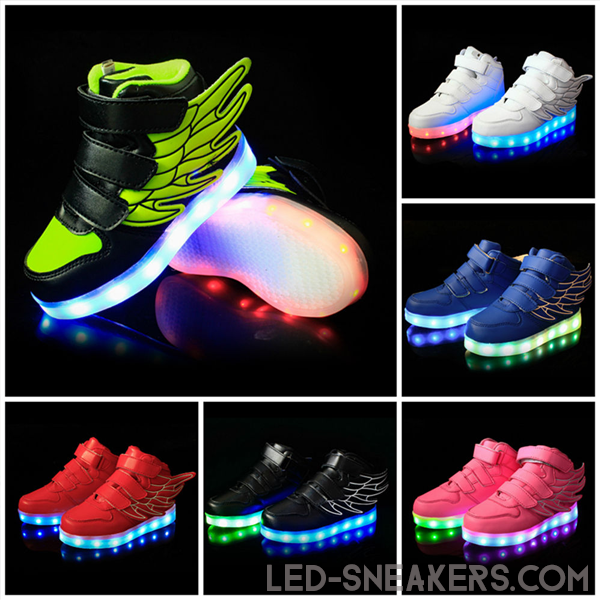 Kids LED Shoes Round Toe Lace Up Light Up Sneakers With Wheel - Milanoo.com